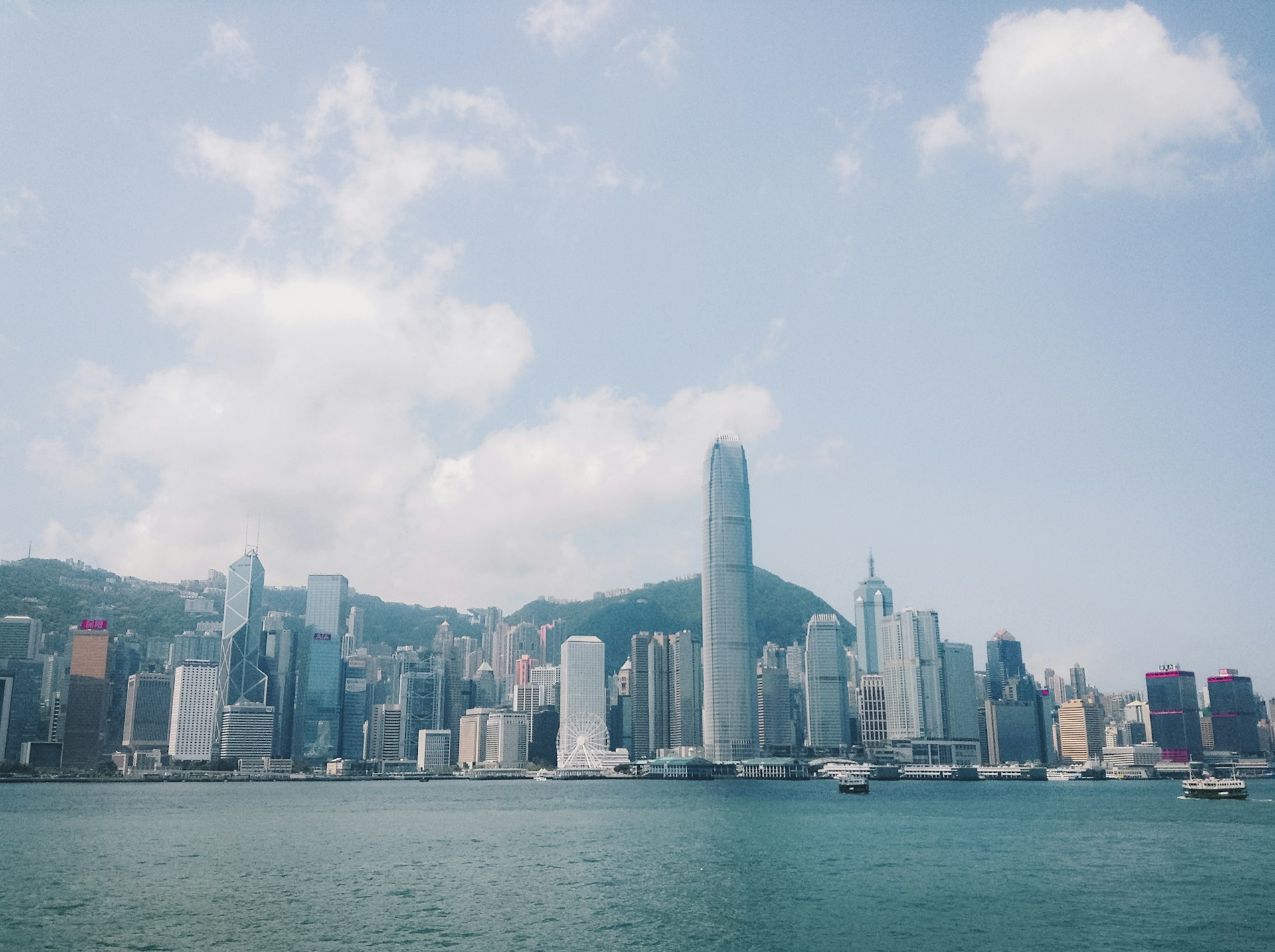 Background image of Hong Kong Victoria harbour